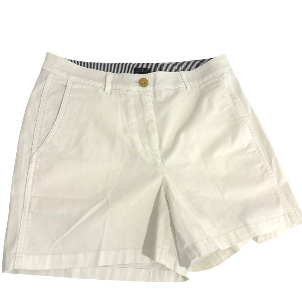 New J.Crew Chino White Cotton Shorts Women 4 Stretch Mid Rise 4 Inch Inseam NWT